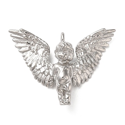 Нержавеющая Сталь Цвет Не тускнеющие 304 подвески из нержавеющей стали, ангельское очарование, цвет нержавеющей стали, 30x41x10 мм, отверстие : 3 мм