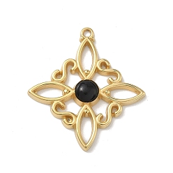 Черный 304 нержавеющей стальной эмали подвески, очарование тройственного узла, вакуумное покрытие pvd, реальный 18 k позолоченный, чёрные, 30.5x28.5x4.5 мм, отверстие : 1.5 мм