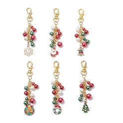 (52) Непрозрачная лаванда 6 шт. рождественские украшения из эмалевого сплава, с застежками из стекла и сплава, разнообразные, разноцветные, 103~106 мм