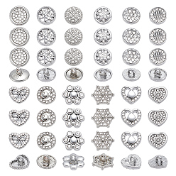Платина 48 шт. 12 цвета 1-отверстие сплав горный хрусталь хвостовик кнопки, платина, 10~12x10~13.5x6~6.5 мм, отверстие : 2 мм, 4 шт / стиль
