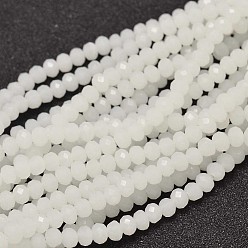 WhiteSmoke Faceted Rondelle Glass Beads Strands, WhiteSmoke, 4x3mm, Hole: 1mm, about 127~135pcs/strand, 17.8 inch
