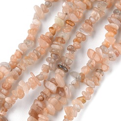 Sunstone Natural Sunstone Beads Strands, Chip, 1.5~4.5x3~13x2.5~8mm, Hole: 0.5mm, 30.94~31.97 inch(78.6~81.2cm)