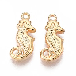 Light Gold Пластмассовые подвески ccb, морской конек, золотой свет, 28x12x6.2 мм, отверстие : 2.5 мм
