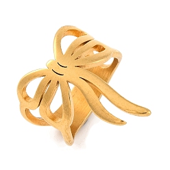 Золотой Ионное покрытие (IP) 304 кольца из нержавеющей стали с бантиком для женщин, золотые, 21 мм, размер США 7 (17.3 мм)