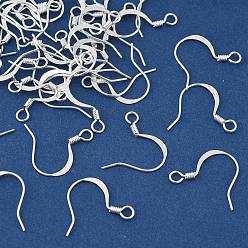 Серебро Латунные крючки для сережек, Французские крючки без свинца, кадмия и никеля с спиральной головкой, серебряные, 17.5 мм, отверстие : 2 мм, штифты : 1 мм