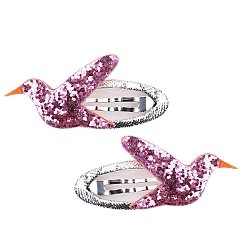 Bird Cloth Covered Snap Hair Clips, Bird, 60x25mm