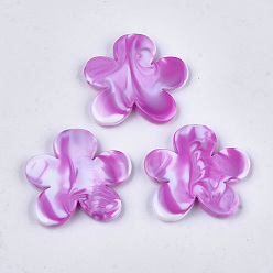 Орхидея Акриловые бусины, Стиль имитация драгоценных камней, два тона, цветок, сиреневые, 40x42x5.5 мм, Отверстие : 3 мм , около 85 шт / 500 г