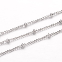 Нержавеющая Сталь Цвет Устойчивые к потускнению 304 цепи из нержавеющей стали, спутниковые сети, пайки, с шариков Rondelle, цвет нержавеющей стали, 1.8x1.4x0.4 мм