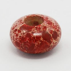 Kaiserlicher Jaspis Europäische Perlen aus synthetischem Regalit, Großloch perlen, Rondell, 14x8 mm, Bohrung: 5 mm