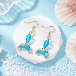 Темно-Голубой Серьги-подвески из нержавеющей стали и стекла «рыбий хвост», реальный 304 k позолоченный, глубокое синее небо, 18 мм