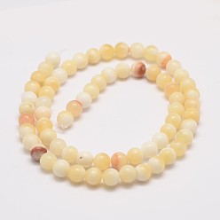 Other Jade Natural Honey Jade Bead Strands, Round, 12mm, Hole: 1mm, about 32pcs/strand, 15.5 inch