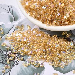 (HTL251) Métal Transparent Or AB Perles miyuki demi tila, perles de rocaille japonais, 2 trou, (htl 251) topaze claire transparente ab, 5x2.3x1.9mm, Trou: 0.8mm, environ12500 pcs / 500 g