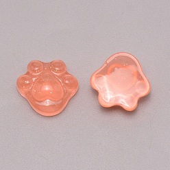 Saumon Clair Cabochons de résine transparente, avec de la poudre de paillettes, griffe de chat, saumon clair, 16.5x16.5x8mm