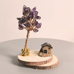 Аметист Украшения для елки из натуральной аметистовой крошки, Деревянная основа, медная проволока, энергетический камень по фен-шуй, подарок для женщин и мужчин, медитация, 100 мм