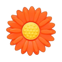 Orange Flower Food Grade Eco-Friendly Silicone Focal Beads, Orange, 20x20mm