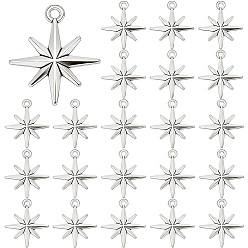 Antique Silver 100Pcs Tibetan Style Alloy Pendants, Star Charms, Antique Silver, 23x20x2.5mm, Hole: 1.8mm