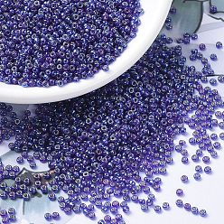 (RR1020) Silverlined Cobalt AB MIYUKI Round Rocailles Beads, Japanese Seed Beads, 11/0, (RR1020) Silverlined Cobalt AB, 2x1.3mm, Hole: 0.8mm, about 50000pcs/pound