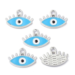 Deep Sky Blue CCB Plastic Enamel Pendants, Evil Eye, Deep Sky Blue, 14.5x21x2.5mm, Hole: 2.2mm