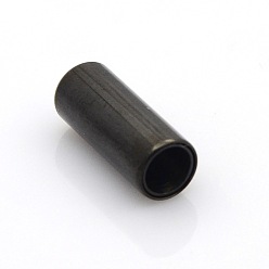 Gunmetal 304 Stainless Steel Smooth Surface Magnetic Clasps with Glue-in Ends Fit 5mm Cords, Column, Gunmetal, 17x7mm