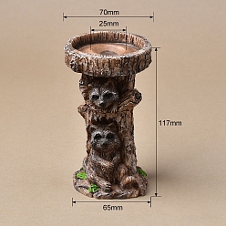 Raccoon Подставка для дисплея хрустального шара из смолы, украшения для рабочего стола для домашнего офиса, енот, 70x117 мм, внутренний диаметр: 25 мм