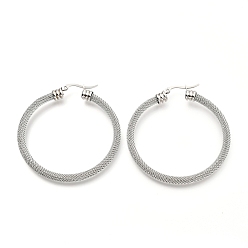 Нержавеющая Сталь Цвет Не тускнеющие 304 серьги-кольца из нержавеющей стали, круглая форма кольца, цвет нержавеющей стали, 58x52x5.9 мм, штифты : 0.8 мм