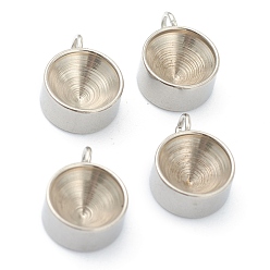 Stainless Steel Color Tarnish Resistant 202 Stainless Steel Pendant Rhinestone Settings, for Pointed Back Rivoli Rhinestone, Flat Round, Stainless Steel Color, 11x8x4mm, Hole: 1.8mm, Fit for 7mm Rhinestone
