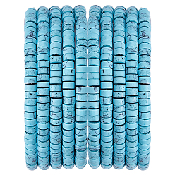 Бирюза 2 нити окрашенные синтетические бирюзовые бусины нити, Плоский круглый / диск, матовые, Heishi бусы, бирюзовые, 4x2~2.5 мм, отверстие : 0.8~0.9 мм, около 161~164 шт / нитка, 14.96''~15.12'' (38~38.4 см)