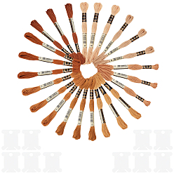 Кокосово-Коричневый 24 мотки 3 сумки 6 многослойные полиэстеровые нитки для вышивания, нитки для вышивки крестом, сегмент окрашенный градиентный цвет/рождественская/осенняя цветовая серия, с 12пластиковыми досками для намотки резьбы, кокосового коричневый, 0.5 мм, около 8.75 ярдов (8 м) / моток