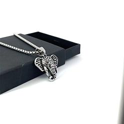 Нержавеющая Сталь Цвет Винтажный кулон в виде слона, колье в стиле бохо, этнические украшения для мужчин в стиле уличной моды.