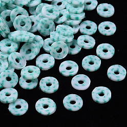 Turquoise Foncé Perles en fimo faits à la main, disque / plat rond, perles heishi, turquoise foncé, 6x1mm, Trou: 1.8mm, environ3330 pcs / 1000 g