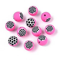 Ярко-Розовый Бусины из полимерной глины ручной работы на фруктовой тематике, питайи, ярко-розовый, 8.2 мм, отверстие : 1.2~1.6 мм