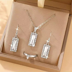 Прозрачный Серьги-подвески и ожерелья с подвесками и кольцами из сплава со стразами для женщин, прозрачные, Ожерелье: 450 mm
