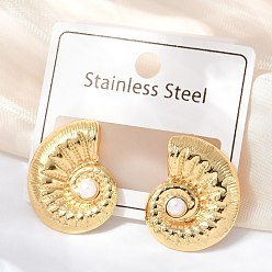 Другие 304 серьги-гвоздики из нержавеющей стали и АБС-пластика с жемчугом, реальный 18 k позолоченный, вакуумное покрытие pvd, 25x20 мм