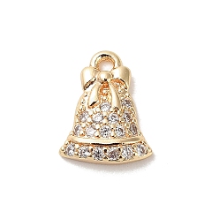 Колокол Латунные микро проложить кубического циркония прелести, золотые, колокол, 10.5x8.5x2 мм, отверстие : 1 мм