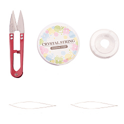 (52) Непрозрачная лаванда DIY комплекты ювелирных изделий, из нержавеющей стали иглы бисероплетения большой глаз, Эластичная кристальная нить, сильная эластичная проволока из эластичной проволоки и ножницы из нержавеющей стали, разноцветные, 13x8.2x1.8 см