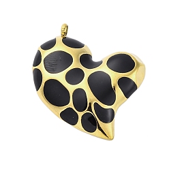 Черный 304 подвески из нержавеющей стали, с эмалью, шарма сердца, золотые, чёрные, 25x24x4 мм, отверстие : 2 мм