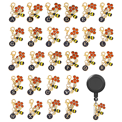 (52) Непрозрачная лаванда 26 шт. подвесные украшения в виде пчел из эмалевого сплава, Сплав с застежками когтя омара, золотые, разноцветные, 49 мм