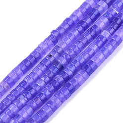 Сланцево-синий Бусины из натурального белого нефрита, окрашенные, Heishi бусы, Плоский круглый / диск, синевато-серый, 4x2 мм, отверстие : 1 мм, около 169~171 шт / нитка, 15.08 дюйм ~ 15.28 дюйм (38.3~38.8 см)