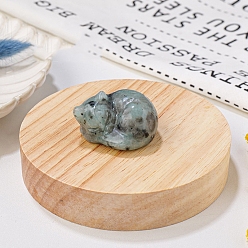 Джаспер Кунжут Украшения из яшмы из натуральной кожи леопарда, фигурка из энергетического камня Рейки, спящий кот, 33.5x39x23.5 мм