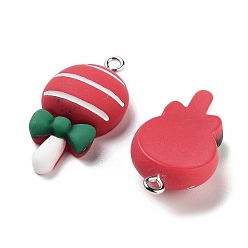 Леденец Подвески из непрозрачной смолы на рождественскую тематику, рождественские прелести, леденец, 30.5x15.5x7.5 мм, отверстие : 2 мм