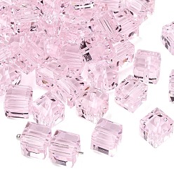 Pink К 9 стекло, имитация Австрийские кристаллические шарики, класс AAA, граненые, кубические, розовые, 8x8x8 мм (размер в пределах диапазона погрешностей 0.5~1 мм), отверстие : 0.9~1.6 мм