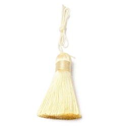 Jaune Clair Gros pompons en polyester, pompon de soie glacée, jaune clair, 50~57x12mm
