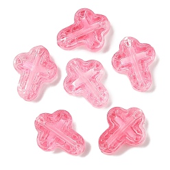 Малиновый Прозрачная аэрозольная краска стеклянные шарики, крестик, малиновый, 14.5x11.5x3.5 мм, отверстие : 1 мм