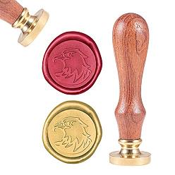 Golden DIY Scrapbook, Brass Wax Seal Stamp and Wood Handle Sets, Eagle, Golden, 8.9x2.5cm, Stamps: 25x14.5mm