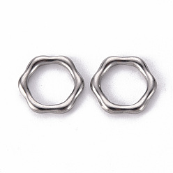 Stainless Steel Color Non-Tarnish 304 Stainless Steel Linking Rings, Hexagon Ring, Stainless Steel Color, 14x15x2.5mm, Inner Diameter: 10mm