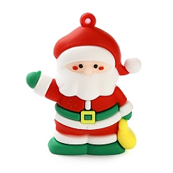 Santa Claus Подвески из ПВХ на рождественскую тематику, Дед Мороз, 52x41.5x18.5 мм, отверстие : 2 мм