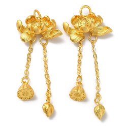 Матовый Золотой Цвет Стойки обшивки сплава большие кулоны, без кадмия и без свинца, лотос, матовый золотой цвет, 45x22.5x8.5 мм, отверстие : 4 мм