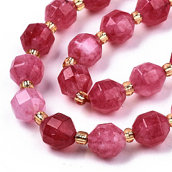 Deep Pink Natural Dolomite Beads Strands, Faceted, Dyed, Round, Deep Pink, 8x8mm, Hole: 1.2mm, about 33pcs/strand, 15.16 inch~15.35 inch(38.5cm~39cm)