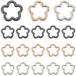 (52) Непрозрачная лаванда 18шт 3 цвета сплава пружинные затворные кольца, цветок, разноцветные, 27x28x4.5 мм, 6 шт / цвет