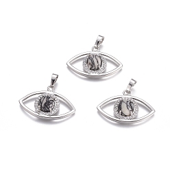 Камень Сетки Природные netstone подвески, с латунными находками платинового тона и хрустальным стразами, глаз, 21.5x33.3x7.5 мм, отверстие : 7x5 мм